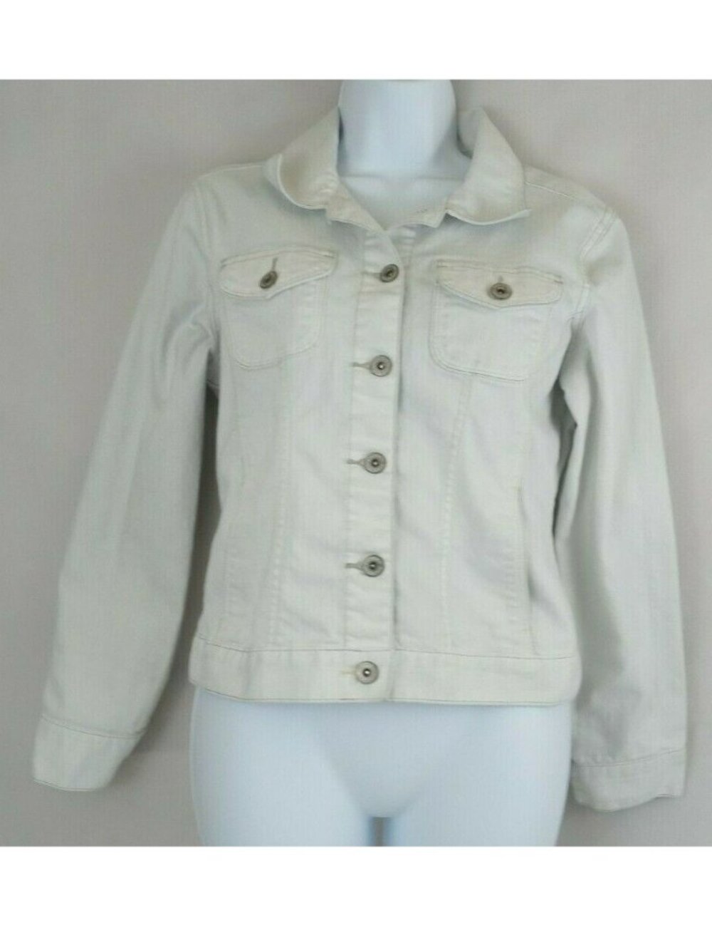 FC Jeanswear Womens White Denim Jean Jacket Size Small